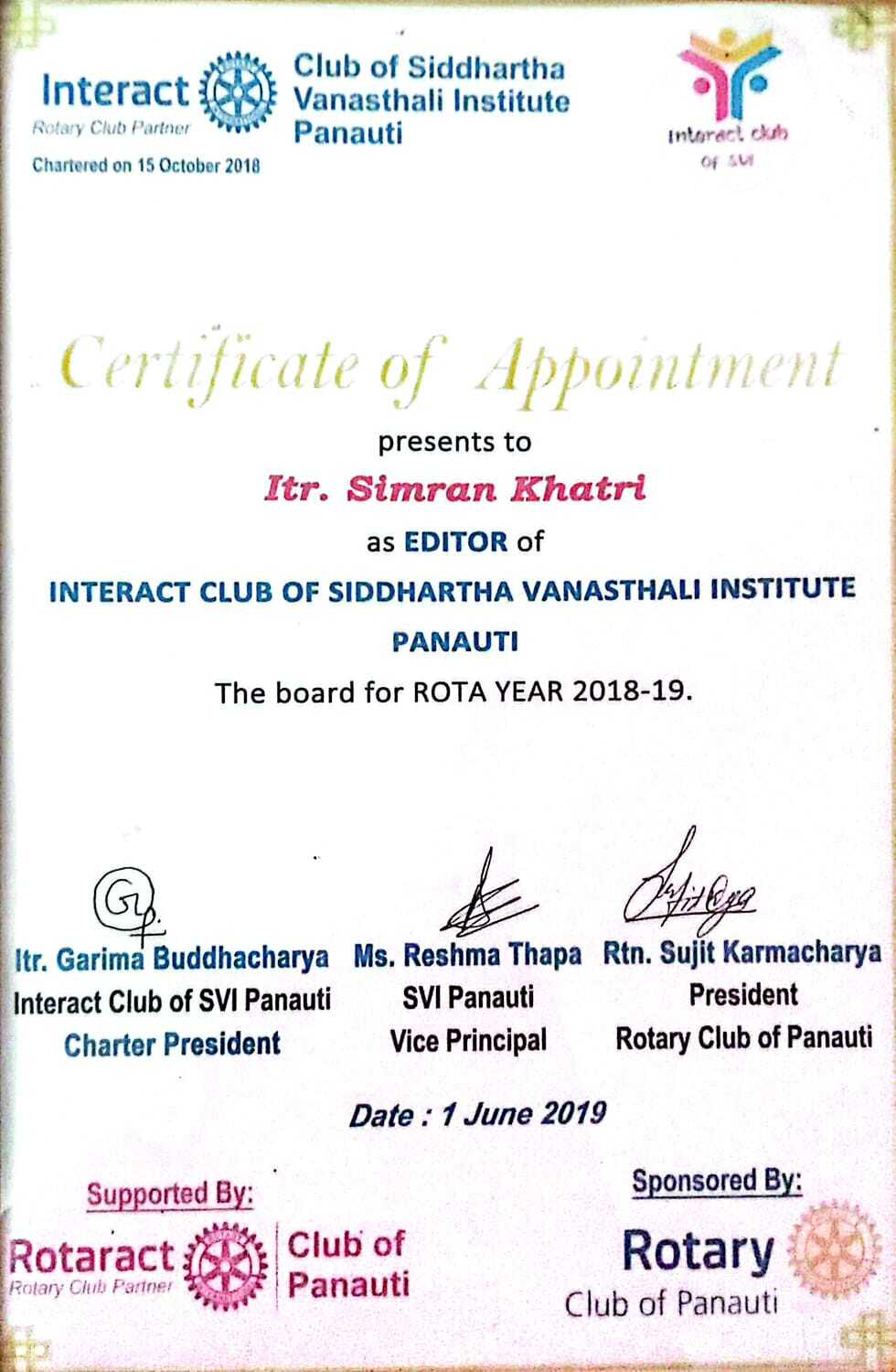 Certificate